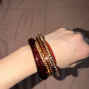 Elegant Brown and Gold Bangle Set